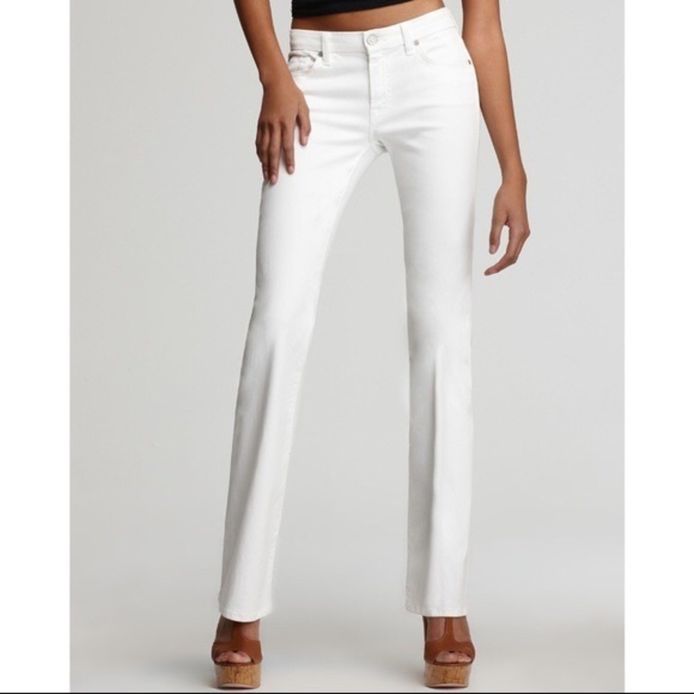 7 For All Mankind “A” Pocket Bootcut Jeans in White